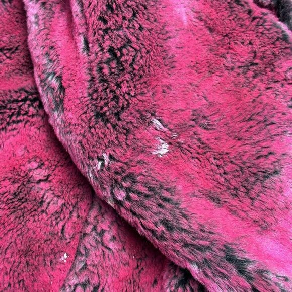 Vintage Morbid Threads Faux Fur Coat Womens Medium Pink One Button USA - Picture 9 of 16